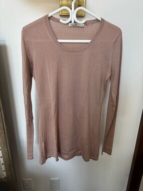 Cashmere/Silk  Women's Long Sleeve Scoop Neck Top - Dusty Rose
